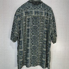 Natural Issue Hawaiian Tiki Aloha Shirt Mens Sz L Striped Aztec Geometric