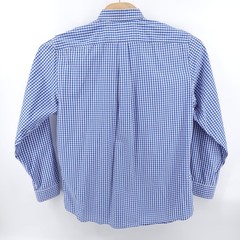 LL Bean Gingham Check Wrinkle Resistant Shirt Blue Long Sleeve Mens Large Shirt