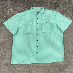 Magellan Fishing Shirt Mens 3XL Green Check Plaid Relaxed Wicking Aransas Pass