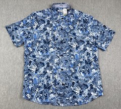 Tommy Bahama Island Mixer Shirt Mens Large Blue Silk Hawaiian Cocktail Camp