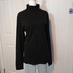 George Mens Size M 38-40 Jersey Turtleneck Shirt Black Long Sleeve High Neck GUC