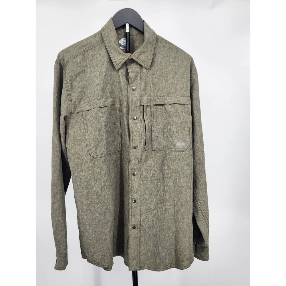Dickies Temp-iQ Cooling Performance Work Shirt Mens Large Green Snap Up SL602MLD