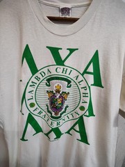 VTG Lambda Chi Alpha Fraternity Graphic T-shirt Men’s L Measured Single Stitch