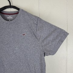 Hollister Shirt Mens Large Gray Embroidered Logo Cerw Neck Short Sleeve Stretch