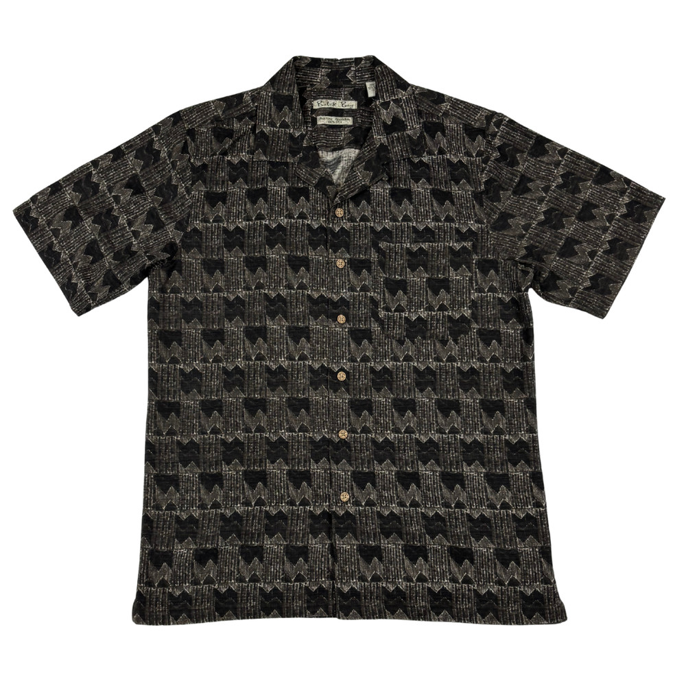 Batik Bay 100% Silk Geometric Short Sleeve Button Down Shirt Size Small