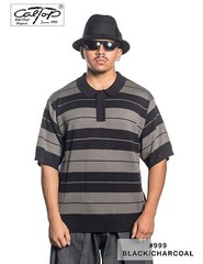 Caltop Charlie Brown Striped Polo Shirt Classic Retro Style Short Sleeve