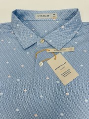 NWT Peter Millar “SHELLS” Featherweight Golf Polo Shirt White Blue XXL $115
