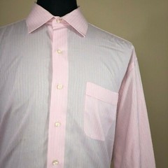 Tommy Bahama 17 32/33 Mens Dress Shirt Pink Stripe Button Down Front Mens H3M