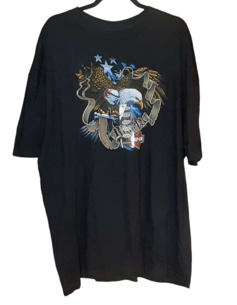 Colonial Harley Davidson Eagle Prince George VA Black Graphic Size 3XL NWT