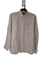 Paul Fredrick Shirt Mens XL Brown Classic Fit 100% Finest Pure Linen Button Down