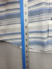 GrizzlyMountainMenButton-Up Medium Blue Short Sleeve Striped Cotton Pockets