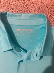 Ariat AriatTEK Men’s 2XL Blue Solid Short Sleeve Collared Polo Shirt Button