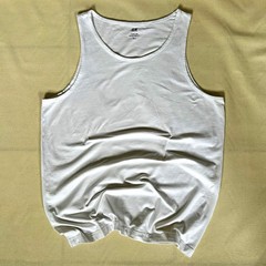 H&M Men’s Tank Top White Solid Regular Fit Round Neck Sleeveless Size L
