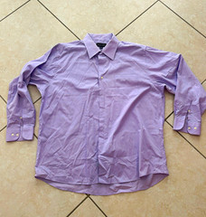 Bergamo New York Lavender Purple Solid Cotton Dress Shirt 17-17 1/2 34/35 XL