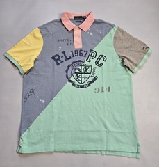 POLO RALPH LAUREN PATCHWORK MEN’S CLASSIC FIT MULTI-COLOR COTTON POLO SHIRT
