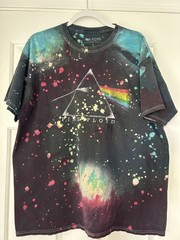 Pink Floyd Dark Side of the Moon Tie-Dye Bleach Splatter T-Shirt, Size L