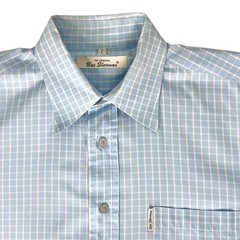 VTG~Ben Sherman Shirt Mens Large~Fits XL~Blue Check~Button Up~Pocket~S Sleeve~A+