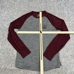 American Eagle Shirt Mens M Gray Maroon Raglan Long Sleeve Tee Casual Modern