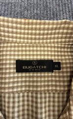 Bugatchi Uomo Men’s Short Sleeve Button Up Shirt Tan Brown Checkered Sz XL