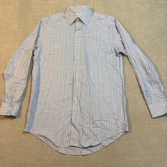 Brooks Brothers 346 Dress Shirt Mens 14.5 32/33 Blue White Plaid Non-Iron Cotton