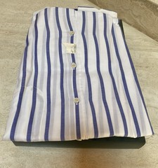J.McLaughlin Men’s White Button Down Shirt With Blue Stripes, Size L