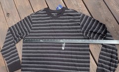Vintage Basic Editions Black Gray Stripe Shirt Mens Large Long Sleeve NWT