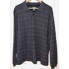 Van Heusen Men’s Flex Long Sleeve Jaspe Window Pane Gray White Striped (Sz XXL)
