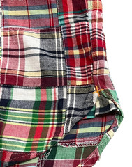 BEAMS PLUS Patchwork Madras Check Pullover Button-Down Shirt Made in Japan S