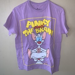 NEW Warner Bros Pinky And The Brain Animaniacs Purple Yellow T-Shirt Sz M