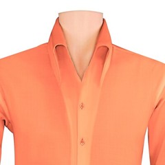 Orange High Open Button Down Collar Buttonless Men’s Formal Summer Party Shirt