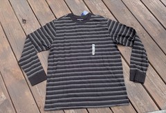 Vintage Basic Editions Black Gray Stripe Shirt Mens Large Long Sleeve NWT