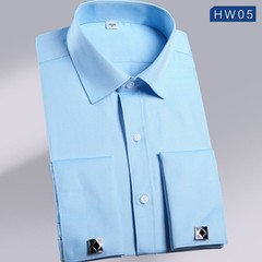 Mens Dress Shirts Luxury Business Formal French Cuff Shirts With Cufflinks Tops