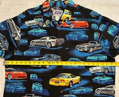 Vintage Reyn Spooner Sports Art Of Eddy Y Corvette Classic Cars Rayon Mens XL