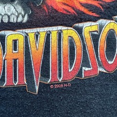 Harley Davidson Flame Wing Skull Rodeo Cowboy Cheyenne Wyoming Motorcycle Tee XL