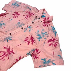 Men Medium Raw Yarn Industries Button Down Floral Hawaiian Stretch Comfort Shirt