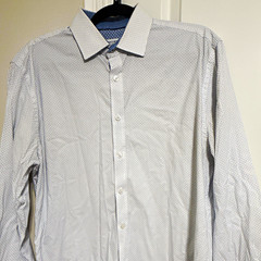 Society of Threads Slim Fit Dress Shirt White/Blue Polka Dot 16-16.5 34/35
