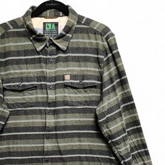 Hippy Tree Flannel Nomad Division Shirt Men Large Green Plaid Cotton