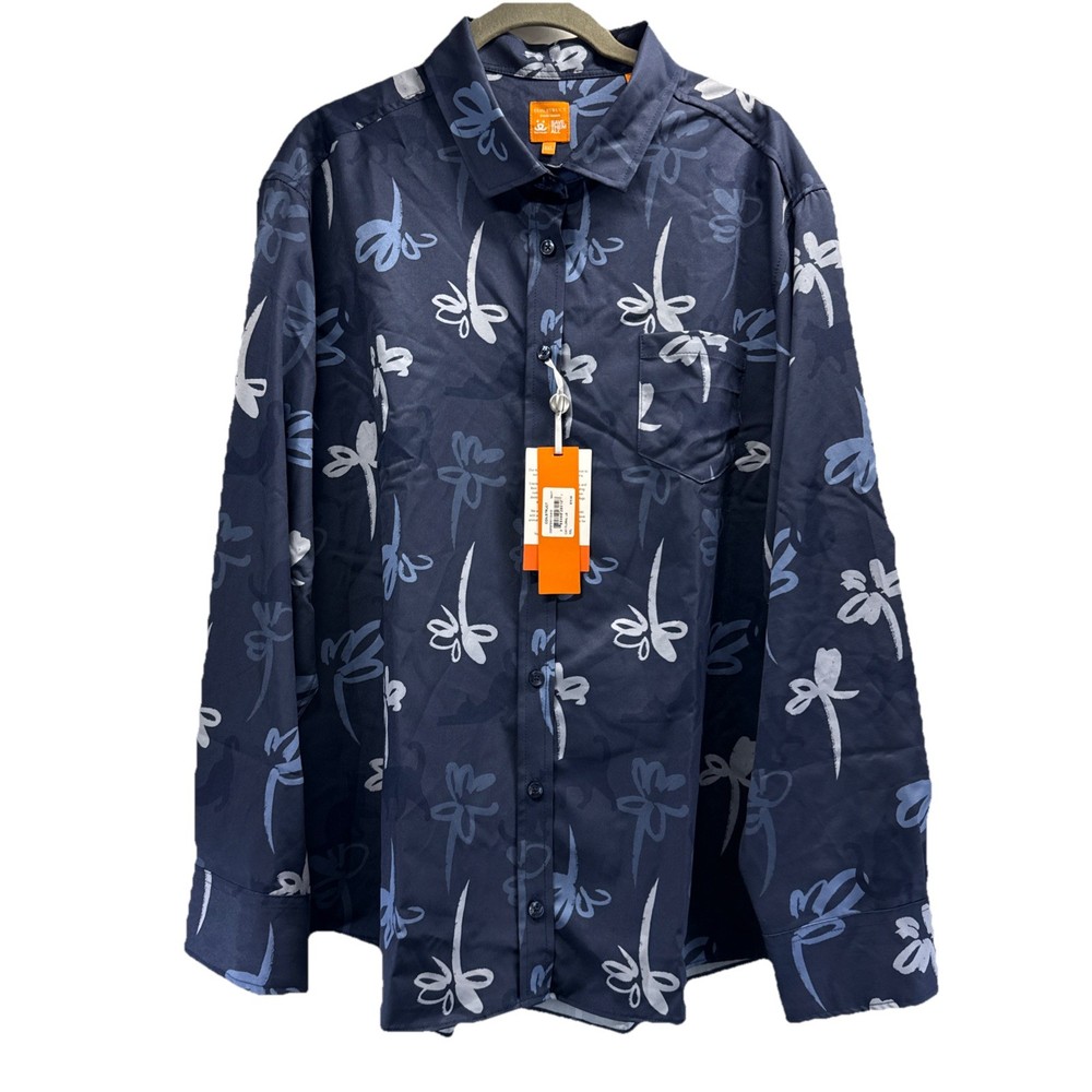 Con.Struct Men’s Button Down Shirt Size XXL Blue Slinky Long Sleeve Stretch NWT