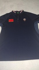 Crest Link Malaysia Golf Pullover XL Blue Button Up China Patch Short Sleeve