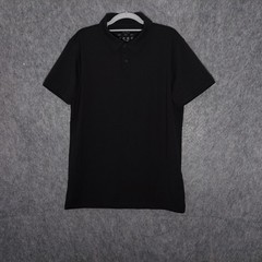 Porter & Ash Mens Polo L Black Minimalist 4 Way Stretch Soft Touch Wrinkle Free