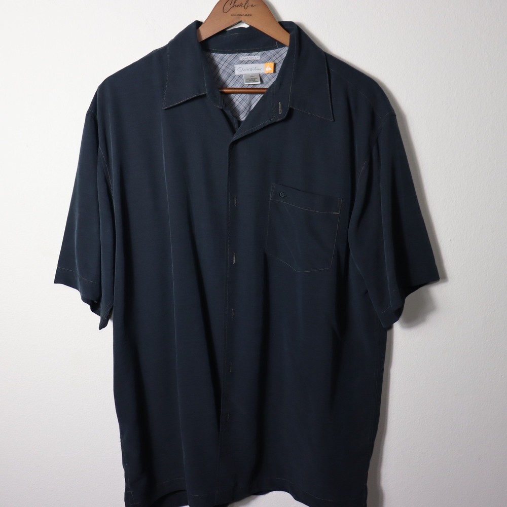 Quiksilver Short Sleeve Button Down Shirt Navy Blue