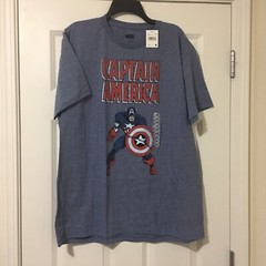 New Men’s XL and 2XL Marvel Captain America Blue T Shirt *Ships Free*