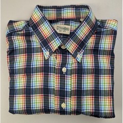 Gitman Bros Rainbow Plaid Button Down Shirt Colorful Office Classic Cotton Large