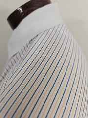 Donald Ross Mens Large Blue White Orange Striped Short Sleeve Golf Polo Shirt