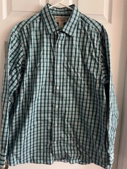 Duluth Trading Shirt Men’s Large WrinkleFighter Button Down Green Plaid