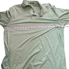 Travis Mathew Men Green Micro Dot Performance Golf Polo Shirt Large Short Sleeve
