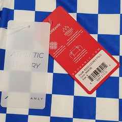 Redvanly Men’s Small Cedres Performance Golf Polo Blue/White Checkerboard NWT
