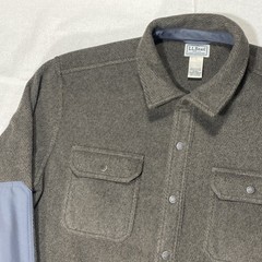 LL Bean Shirt Mens Large Brown Shacket Outdoor Button Up Elbow Patches