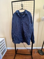 Claiborne Men’s Stretch Long Sleeve Button Down Plaid Shirt Blue Size 3XLT