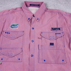 Columbia PFG Super Bonehead Button Down Shirt Mens XL Florida Gators Gingham